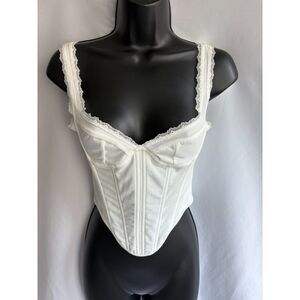 Shein Bae NWT White Lace Corset Top Size 4/S Sexy Victorian Retro Prairie Cute
